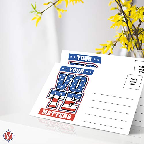 Your Vote Matters – Blank Patriotic Voting Post Cards for USA Election Campaign | Mailable, No Envelopes Needed | Flip Side Is Blank| Size 4 x 6 Inches | Bulk Set of 100 Cards Per Pack