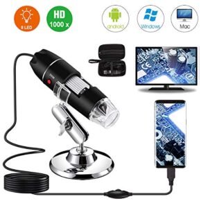Bysameyee USB Microscope with Liftable Upgraded Metal Stand & Portable Carrying Case, Digital Microscope Endoscope Camera Compatible with Windows Mac Android Phones