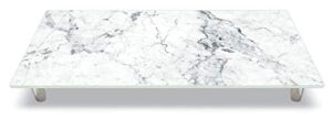 counterart carrara marble design with green tint patina 5mm heat tolerant tempered glass cutting board/instant counter 20.5" x 11.75" instantly adds additional counter space & food preparation area