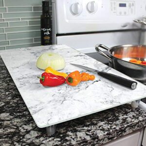 CounterArt Carrara Marble Design with Green Tint Patina 5mm Heat Tolerant Tempered Glass Cutting Board/Instant Counter 20.5" x 11.75" Instantly Adds Additional Counter Space & Food Preparation Area