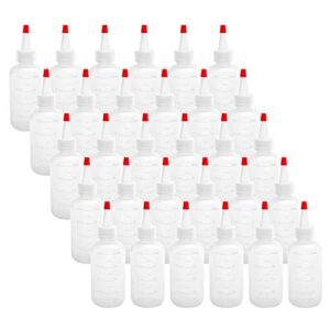 hedume 30 pack 4-ounce plastic squeeze bottles with red tip cap and measurement - bpa-free, latex-free, food-grade - good for crafts, art, glue, sauces, ketchup, bbq
