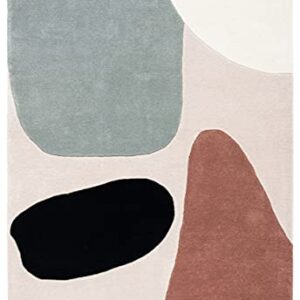 SAFAVIEH Fifth Avenue Collection 4' x 6' Beige / Black FTV119B Handmade Mid-Century Modern Abstract Wool Area Rug