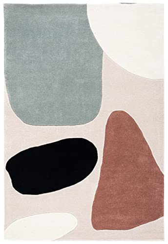 SAFAVIEH Fifth Avenue Collection 4' x 6' Beige / Black FTV119B Handmade Mid-Century Modern Abstract Wool Area Rug