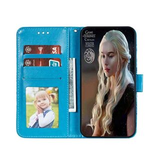 LEMAXELERS for Redmi Note 9 Case Flip Premium Wallet Phone Case PU Leather Mandala Embossed Shockproof Cover with Kickstand Card Holder Cover for Xiaomi Redmi Note 9 / Redmi 10X 4G Mandala Blue LD