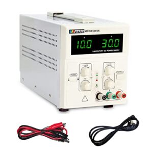 Variable Linear DC Power Supply 30V 10A Adjustable Switching Regulated Low Ripple Bench Linear Power Supply with Alligator Leads, voltage/current pre-setting, output off function MATRIX MPS-3010D+