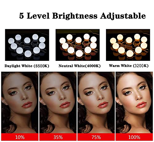 sylvwin Vanity Mirror Lights,Hollywood Style Mirror Lights Kit Dimmable LED Bulbs,Vanity Makeup Light for Dressing Mirror(USB Cable,Not Include Mirror) (10 Bulbs)