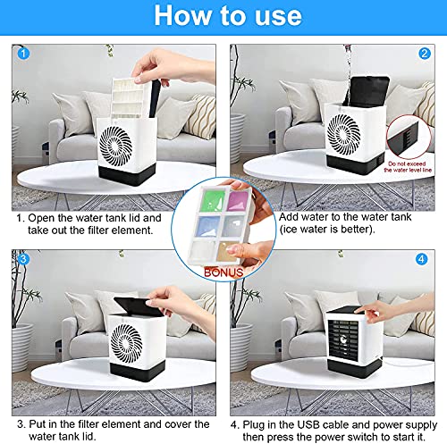 Portable Air Conditioner,desktop air conditioner,mini portable air conditioner,portable air conditioner fan,USB 3 Speeds small portable air conditioner for small room,Office,Home,Dorm (Golden)