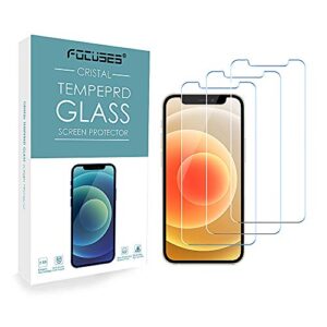 focuses iphone 12 screen protector, iphone 12 pro screen protector, anti blue light tempered glass film for apple iphone 12 pro & iphone 12,3-pack