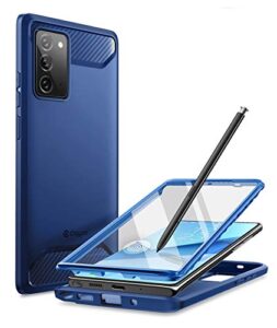 clayco xenon series designed for samsung galaxy note 20 case, [built-in screen protector] full-body rugged cover compatible with fingerprint id, 6.7 inch 2020 release (blue)
