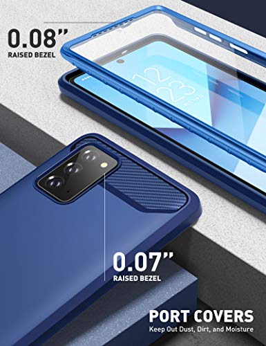 Clayco Xenon Series Designed for Samsung Galaxy Note 20 Case, [Built-in Screen Protector] Full-Body Rugged Cover Compatible with Fingerprint ID, 6.7 inch 2020 Release (Blue)