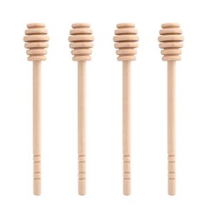 iceyli 4 pcs (6.3 inches) wooden honey mixing stirrer honey dipper sticks honey comb stick honey spoon collecting dispensing drizzling jam