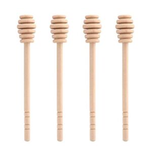 ICEYLI 4 Pcs (6.3 Inches) Wooden Honey Mixing Stirrer Honey Dipper Sticks Honey Comb Stick Honey Spoon Collecting Dispensing Drizzling Jam