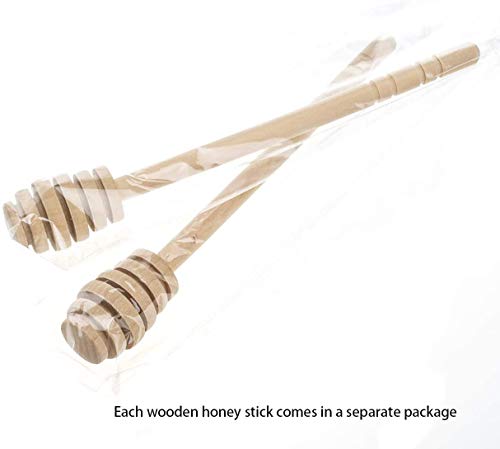 ICEYLI 4 Pcs (6.3 Inches) Wooden Honey Mixing Stirrer Honey Dipper Sticks Honey Comb Stick Honey Spoon Collecting Dispensing Drizzling Jam