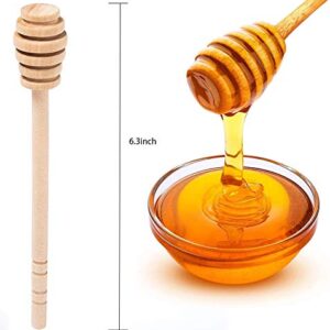 ICEYLI 4 Pcs (6.3 Inches) Wooden Honey Mixing Stirrer Honey Dipper Sticks Honey Comb Stick Honey Spoon Collecting Dispensing Drizzling Jam