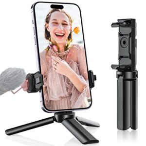 Mini Tripod, Anozer Small Tripod with Universal Phone Holder & Cold Shoe, Lightweight Phone Tripod Stand Compatible with iPhone 14 Pro Max/14 Pro, Travel Tripod for Camera/GoPro/Webcam/Mini Projector