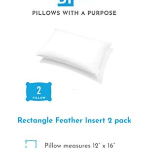 PILLOWS WITH A PURPOSE Pillow Inserts - Pack of 2-12" x 16" Rectangular Decorative Throw or Sham for Couch - Bed - Sofa