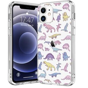 bicol compatible with iphone 12 case,iphone 12 pro case,clear with fashionable floral designs for girls women,protective phone case for apple iphone 12 pro/iphone 12 6.1" cute dinosaurs