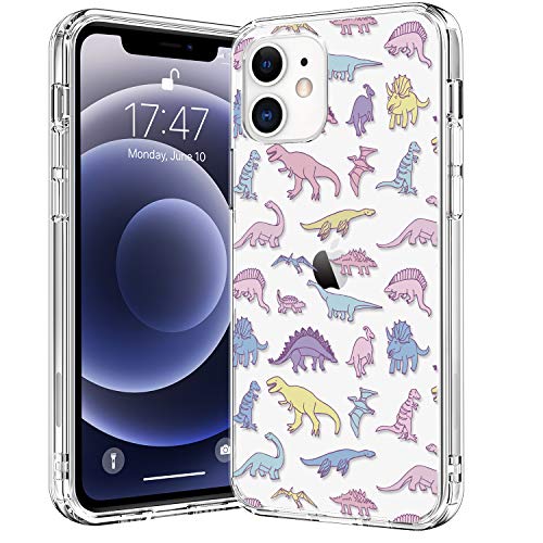 BICOL Compatible with iPhone 12 Case,iPhone 12 Pro Case,Clear with Fashionable Floral Designs for Girls Women,Protective Phone Case for Apple iPhone 12 Pro/iPhone 12 6.1" Cute Dinosaurs