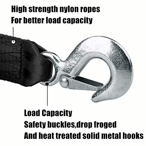 KONON Trailer Winch Strap 2" x 20' with Safety Snap Hook 10000 lbs for Towing Vehicles, Boats and Jet Ski | Polyester | Longer Warranty