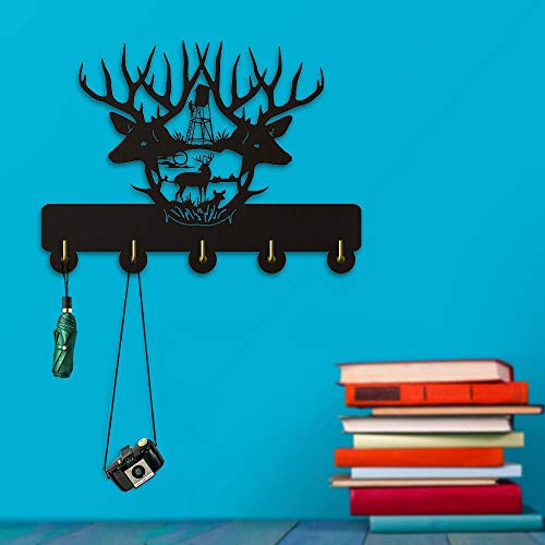 Deer Antler Wall Coat Rack Household Decor Wildllife Animal Modern Wooden Wall Hook Deer Hunting Wall Hanger Hunter Gift(A1)