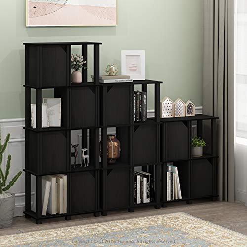 Furinno Brahms Storage Shelf, 5-Tier, Black Oak/Black