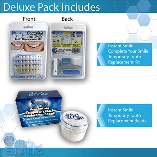 Complete Your Smile Tooth Replacement Kit DELUXE PACK - Includes Patented Complete Your Smile Tooth Replacement Kit and Jar of Instant Smile Replacement Beads