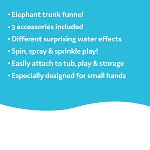 Yookidoo FunEleFun Fill ‘N’ Sprinkle Bath Toy. an Elephant Trunk Funnel Toddlers Play with 3 Interchangeable Trunk Accessories That Spins, Twist and Sprinkle, Promotes Kids STEM-Based Learning(Grey)