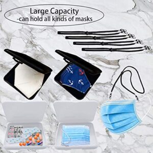 4 Pieces Mask Cases,Mask Storage Box,Portable Mask Storage Bags Face Masks Organizer for Recyclable,Dust Mask Storage Box for Mask(Black&White),4PCS Mask Storage Boxes and 4PCS Mask Lanyards