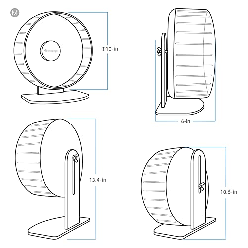 Niteangel Super-Silent Hamster Exercise Wheels - Quiet Spinner Hamster Running Wheels with Adjustable Stand for Hamsters Gerbils Mice Or Other Small Animals (M, Transparent)