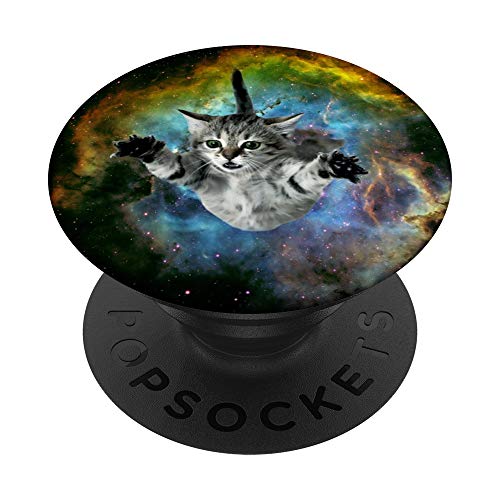 Cat Space funny Pets Kitten lovers Gift PopSockets PopGrip: Swappable Grip for Phones & Tablets