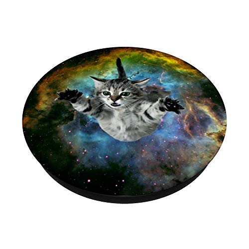 Cat Space funny Pets Kitten lovers Gift PopSockets PopGrip: Swappable Grip for Phones & Tablets