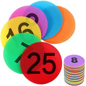 bylaconic 60-pack carpet markers, 4'' carpet spots with numbers 1-36 + 24pcs multicolor spot nylon for kids/teachers/gym/classroom group activity - 6 colors