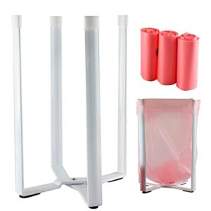 multifunctional white eco kitchen stand holder and drainer, stand support storage rack plastic bag dispenser for plastic bags, bottles, and cups (50 plastic bags included)