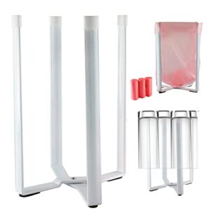 Multifunctional White Eco Kitchen Stand Holder and Drainer, Stand Support Storage Rack Plastic Bag Dispenser for Plastic Bags, Bottles, and Cups (50 Plastic Bags Included)