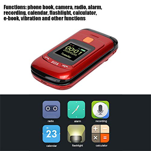 Cell Phone,2.4in Full Voice-Assistance Touch Screen Flip Mobile Phone for The Elderly,Radio,Alarm,Recording,Calendar,Flashlight,Support Dual SIM Card,Long Standby(US)