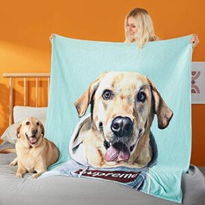 Personalized Dog Portrait Blanket Custom Blankets & Throws with Photo Christmas New Year Birthday Gifts Blanket Pet Dog | Cat Lover | Dog Mom |Cat Lady |Mother |Adults |Men |Women Gifts 30"×40"