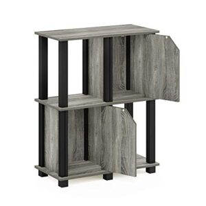 FURINNO Brahms Storage Shelf, 3-Tier, French Oak Grey/Black,19209GYWBK