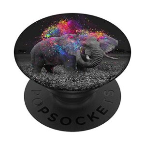 elephant colorful wild animal gift popsockets popgrip: swappable grip for phones & tablets