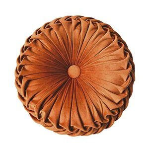 elero round throw pillow velvet home decoration pleated cushion for couch chair bed car orange