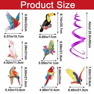 UOMNICUE Parrot Hanging Swirls Decoration,20 PCS Double Sided Print Tropical Birds Parrot Foil Swirls Ceiling Streamers Decor for Kids Rio Birthday Baby Shower Tropical Luau Theme Party Favor Supplies