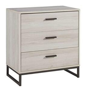 signature design by ashley socalle modern industrial 3 drawer chest of drawers, natural beige