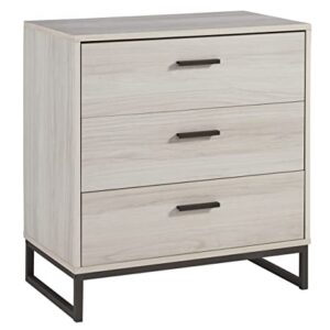 Signature Design by Ashley Socalle Modern Industrial 3 Drawer Chest of Drawers, Natural Beige