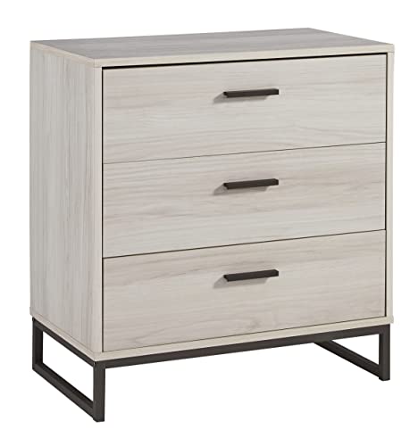 Signature Design by Ashley Socalle Modern Industrial 3 Drawer Chest of Drawers, Natural Beige