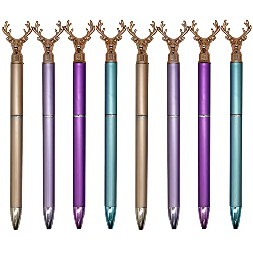 Maydahui 12PCS Deer Head Shape BallPoint Pen Creative Christmas Animal Pens Black GeL Ink Design for Boys Student