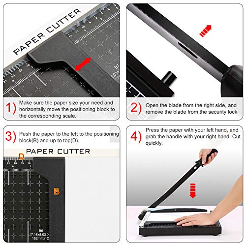 Paper Cutter, A4 Guillotine Paper Trimmer Craft Machine 12 inch Cut Length Photo Guillotine Craft Machine,10 Sheets Capacity (Darkness)