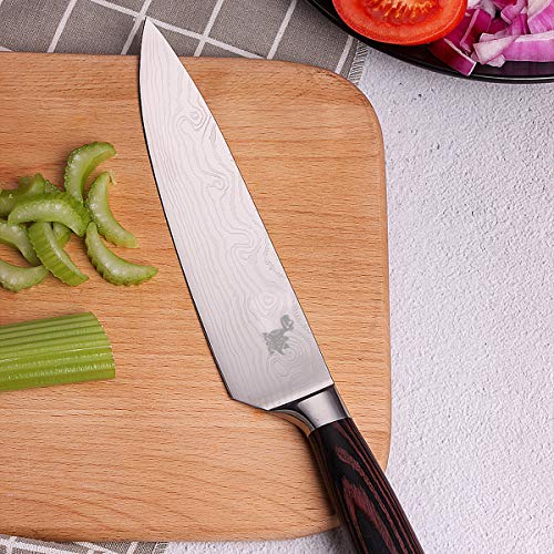 8 Inch Professional Damascus Chefs Knife，Pro Kitchen Knife, German High Carbon Stainless Steel Knife with Ergonomic Handle(8-Inch)