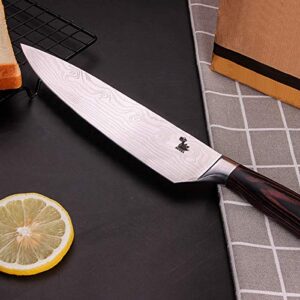 8 Inch Professional Damascus Chefs Knife，Pro Kitchen Knife, German High Carbon Stainless Steel Knife with Ergonomic Handle(8-Inch)