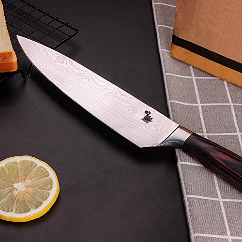 8 Inch Professional Damascus Chefs Knife，Pro Kitchen Knife, German High Carbon Stainless Steel Knife with Ergonomic Handle(8-Inch)