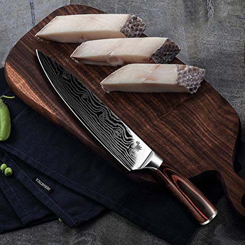 8 Inch Professional Damascus Chefs Knife，Pro Kitchen Knife, German High Carbon Stainless Steel Knife with Ergonomic Handle(8-Inch)