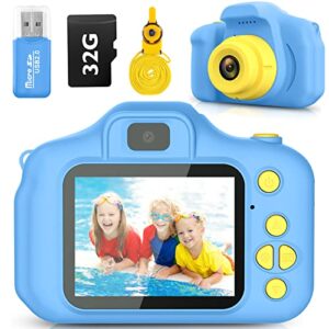 desuccus kids camera toddler toys christmas birthday gifts for boys and girls kids toys 3-9 year old hd video digital video camera for toddler 5 puzzle games with 32gb sd card (blue)
